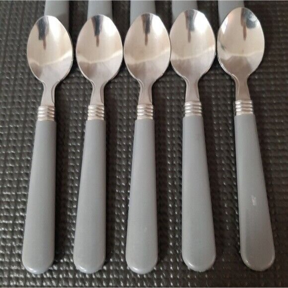 10 EVERYDAY TEASPOONS GREY HANDLE - Picture 3 of 4